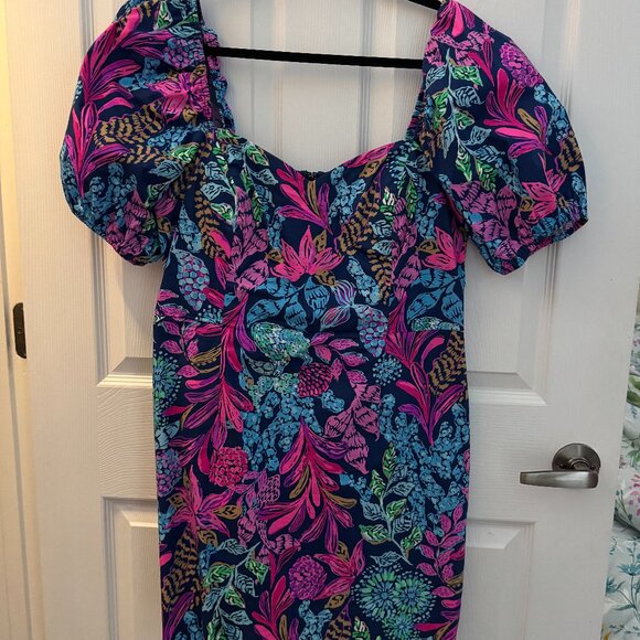 Lilly Pulitzer Morena Short-Sleeve Romper Aegean Navy Calypso Coast Size 12 - Picture 4 of 6